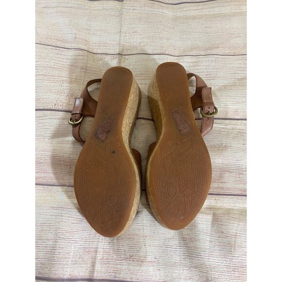 Born Women's Alaina Brown Leather WedgeSandals Platforms - 9 - Picture 8 of 12